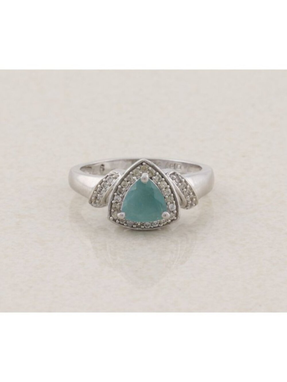 Sterling Silver Natural Grandidierite and White Zircon Ring Size 9